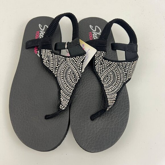 Skechers Yoga Meditation Moon Flip-Flop Sandals 32919 Black Jewell Beaded Size 9 - Picture 8 of 8